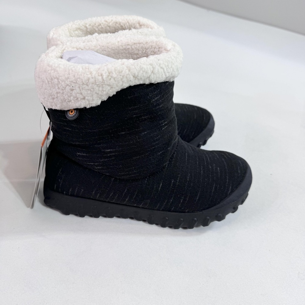 Bogs BMOC II Dash Boots Womens Size 7 Black Ankle Waterproof Faux Fur Lined